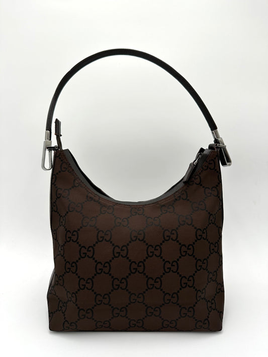 *SOLD* Gucci GG Brown Monogram Nylon Shoulder Bag