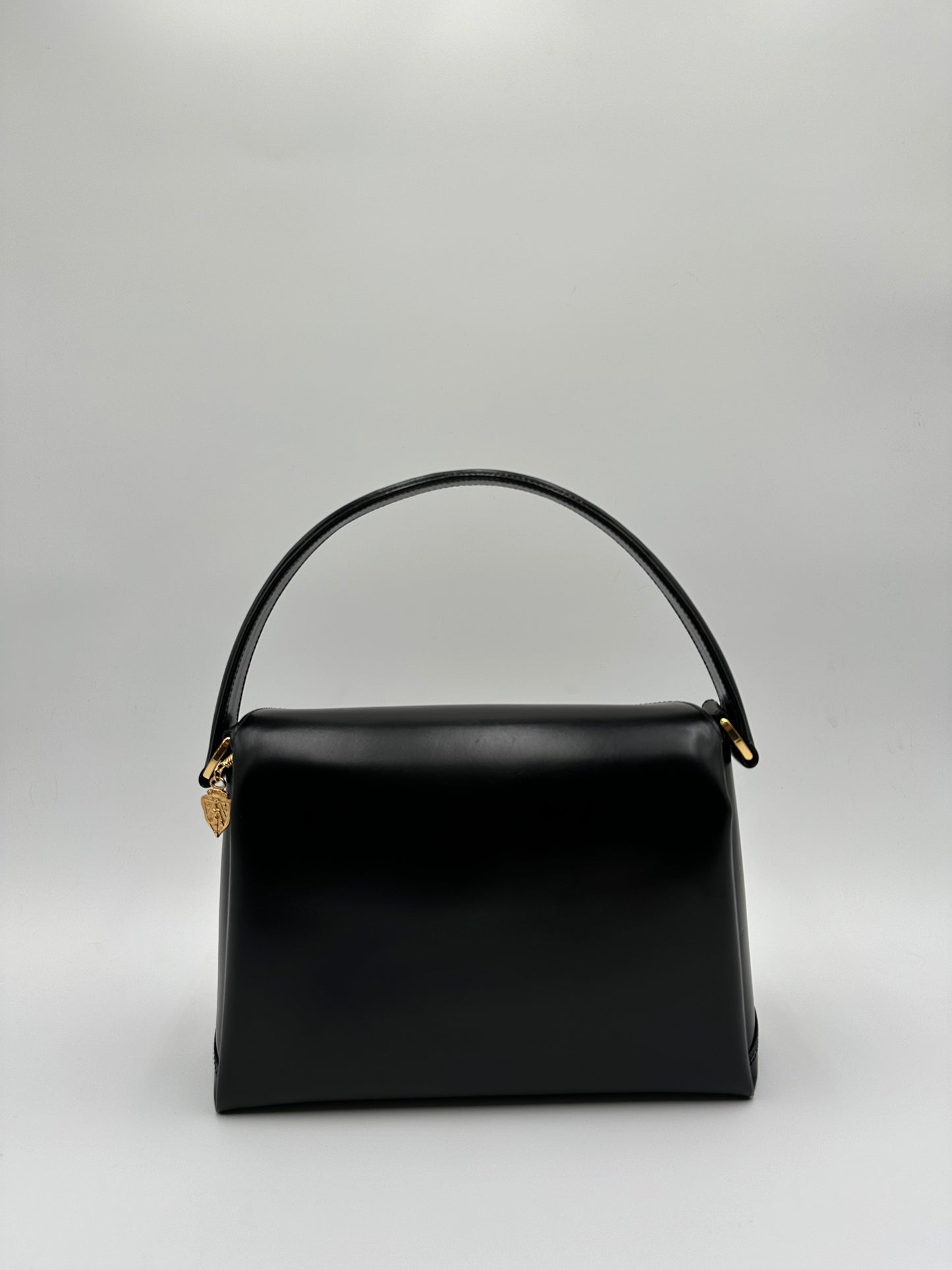 *SOLD* Gucci G Turn Lock Black Leather Handbag