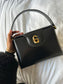 *SOLD* Gucci G Turn Lock Black Leather Handbag