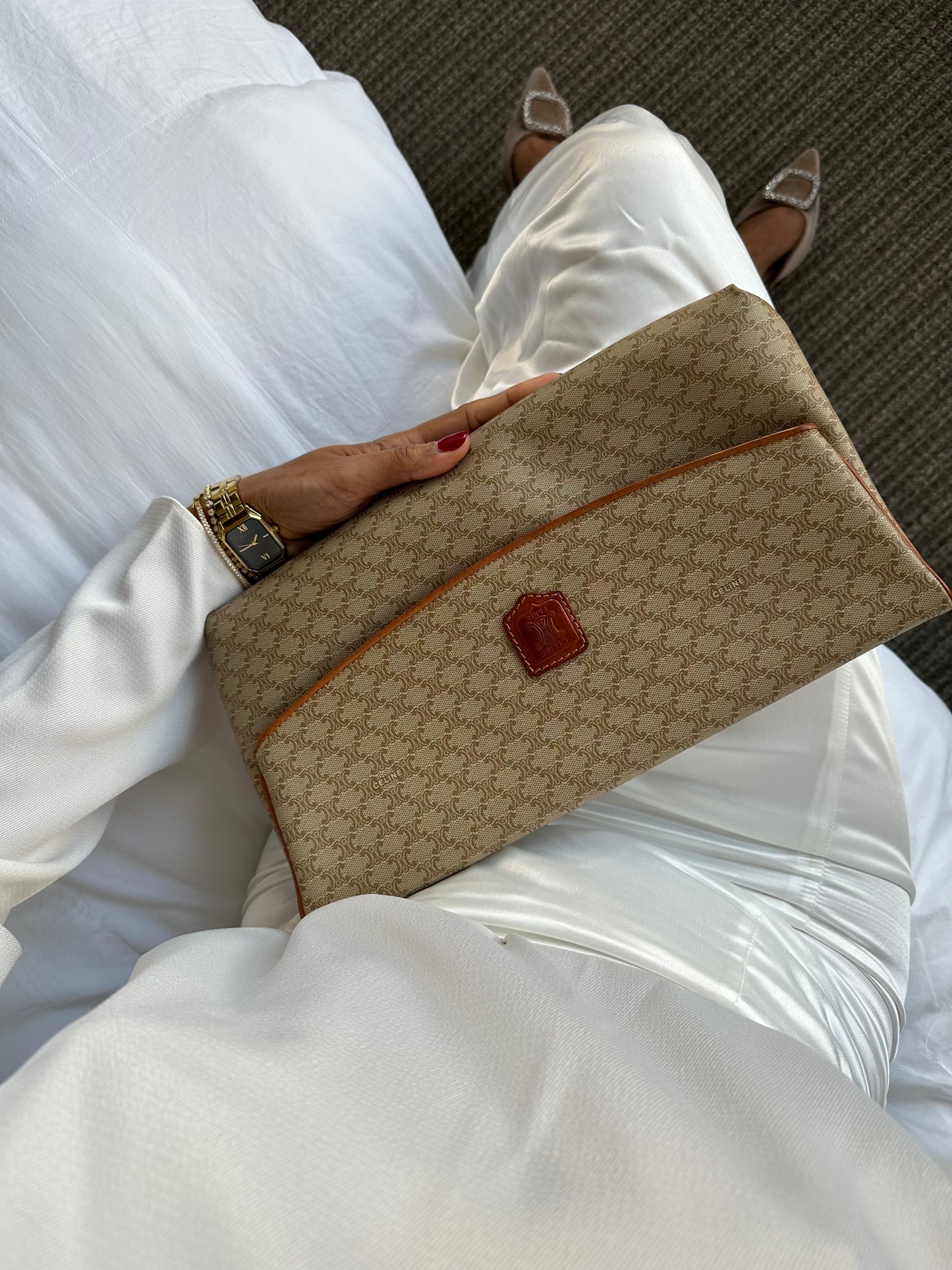 Authentic Vintage Celine Macadam Triomphe Clutch – The Renaître Authentic Vintage Celine Macadam Triomphe Clutch – The Renaître