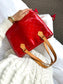 Authentic Louis Vuitton Red Houston Vernis Leather Tote Bag